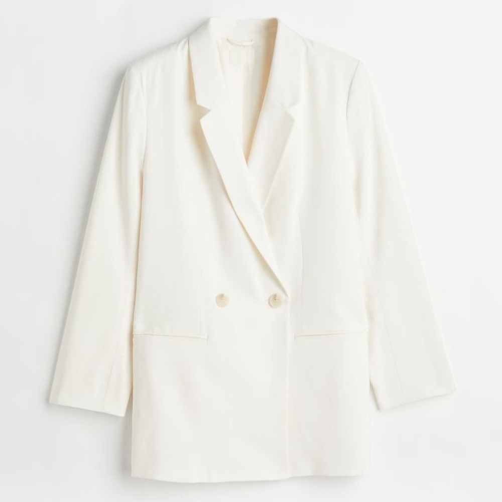 H&M Double Breasted Blazer White - L